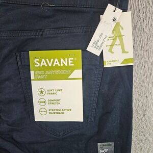 NEW Savane 680 Anywhere Pant Mens 34x32 Navy Blue Straight Fit Stretch